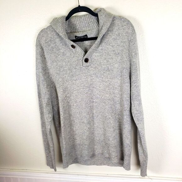 Crew Men's Mercantile Grey Lambswool Nylon Blend Pullover